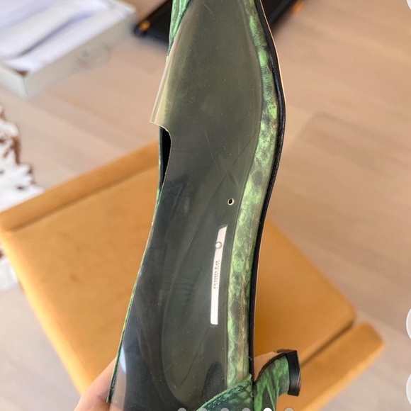 Miista see through clear green leather snakeskin pumps kitten heels - Picture 6 of 15